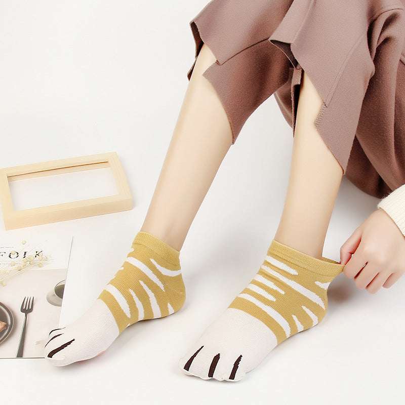 Cat Claw Boat Socks Summer Fresh Lady Student Personality Cute Cat Claw Animal Pattern Socks - Minihomy