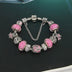 Explosive Beaded Alloy Pink Ribbon Bracelet - Minihomy