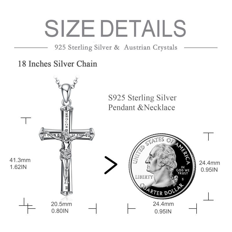 Jesus Cross Necklace Cross Pendant Sterling Silver Gift for Mother Girls Women Man - Minihomy