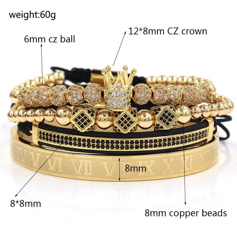 3 diamond double-row drill crescent stainless steel bracelet - Minihomy