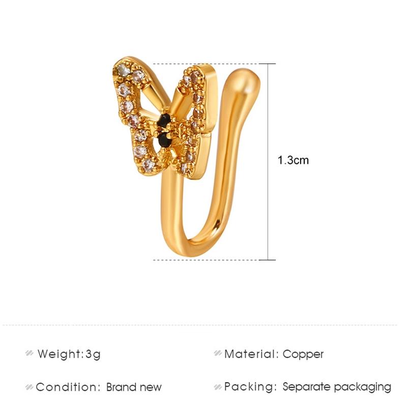 Personalized U-Shaped Diamond-Studded Butterfly Non-Hole Nose Clip - Minihomy