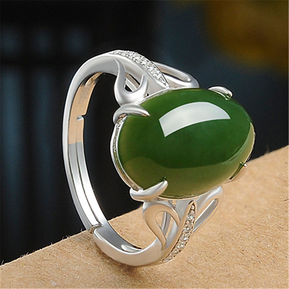 Green Agate Ring Simple Retro - Minihomy