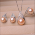 Pearl Freshwater Pendant Earring Ring three piece set - Minihomy