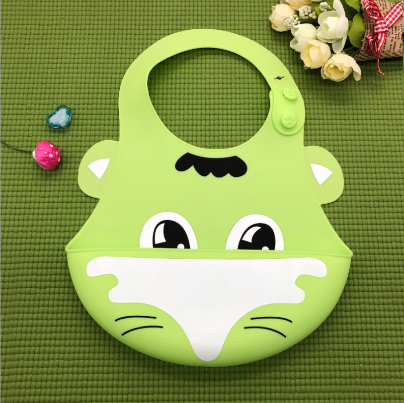 Baby food grade silicone food meal pockets Children's dinner pockets Waterproof disposable cartoon bibs - Minihomy