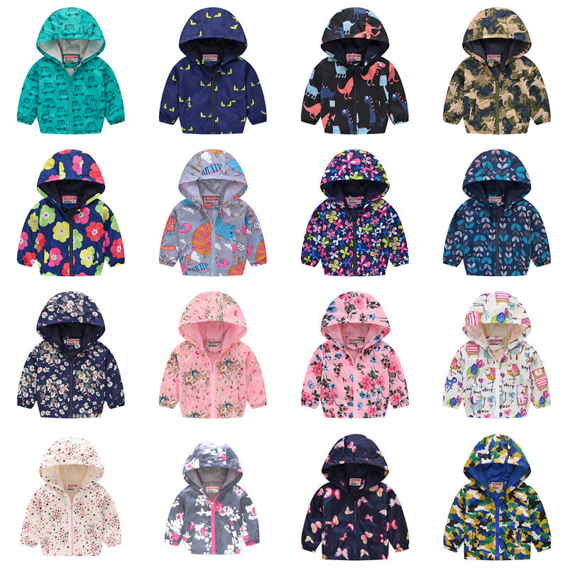 Hooded jacket with print pattern for kids - Minihomy