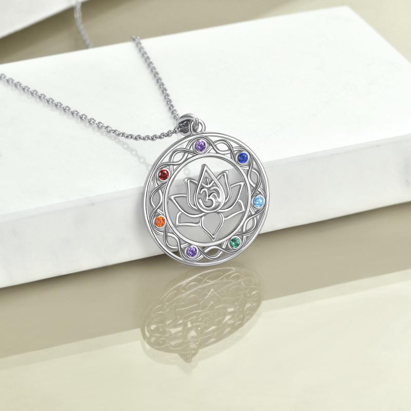 925 Sterling Silver Chakra Necklace Celtic knot Yoga Lotus Pendant Necklace Gifts for Women Mom - Minihomy