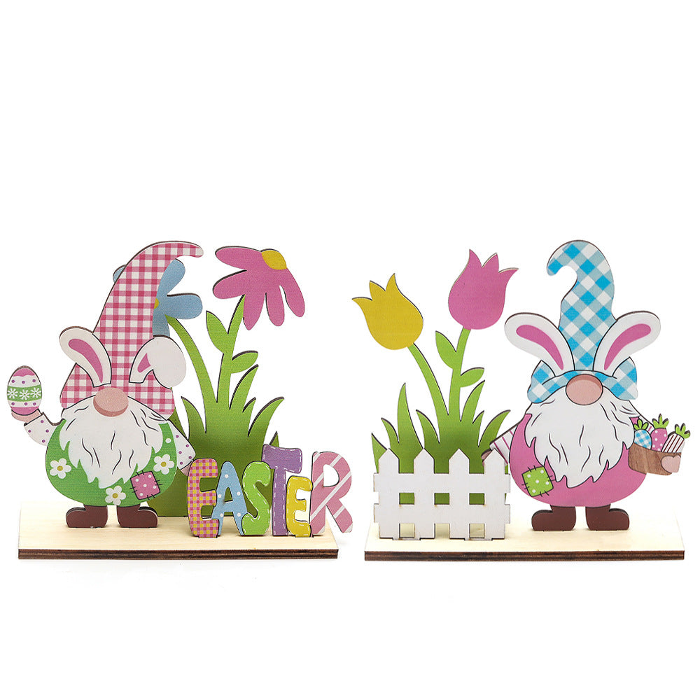 Easter Wooden Crafts Decoration Scene Dress Up Props - Minihomy