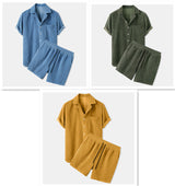 Corduroy Short Sleeve Suit Two Piece - Minihomy