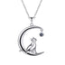 925 Silver Moon Cat Korean Trendy Topaz Pendant - Minihomy