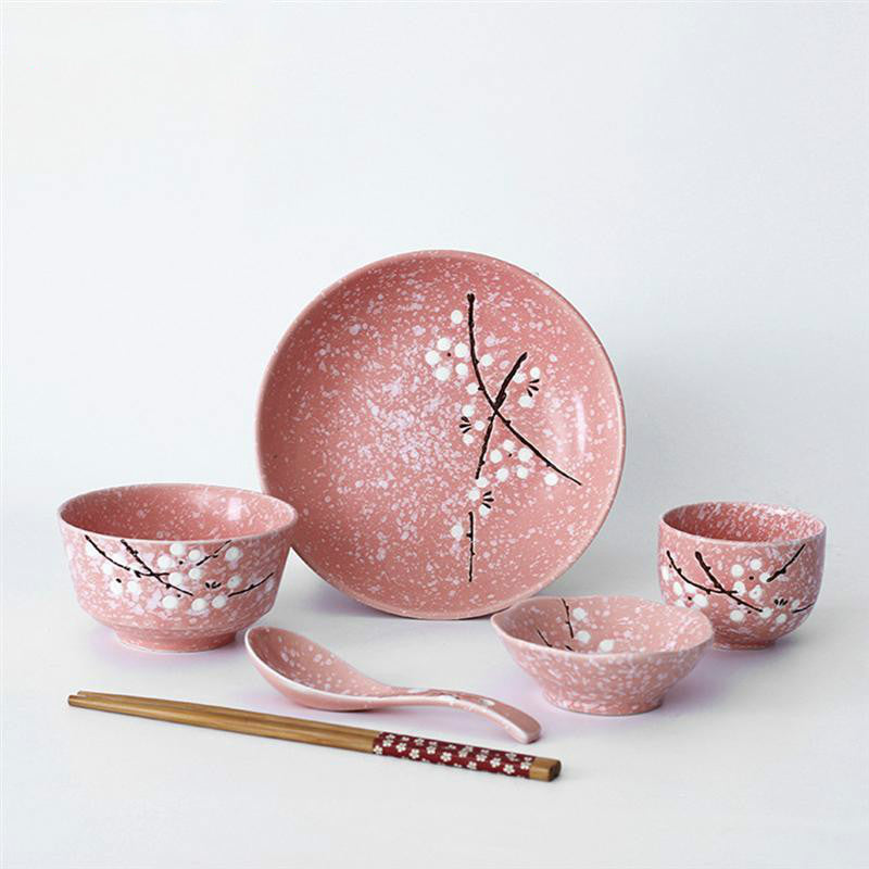 Japanese Style Set 6-piece Rice Bowl Flavor Plate Chopsticks Dish - Minihomy