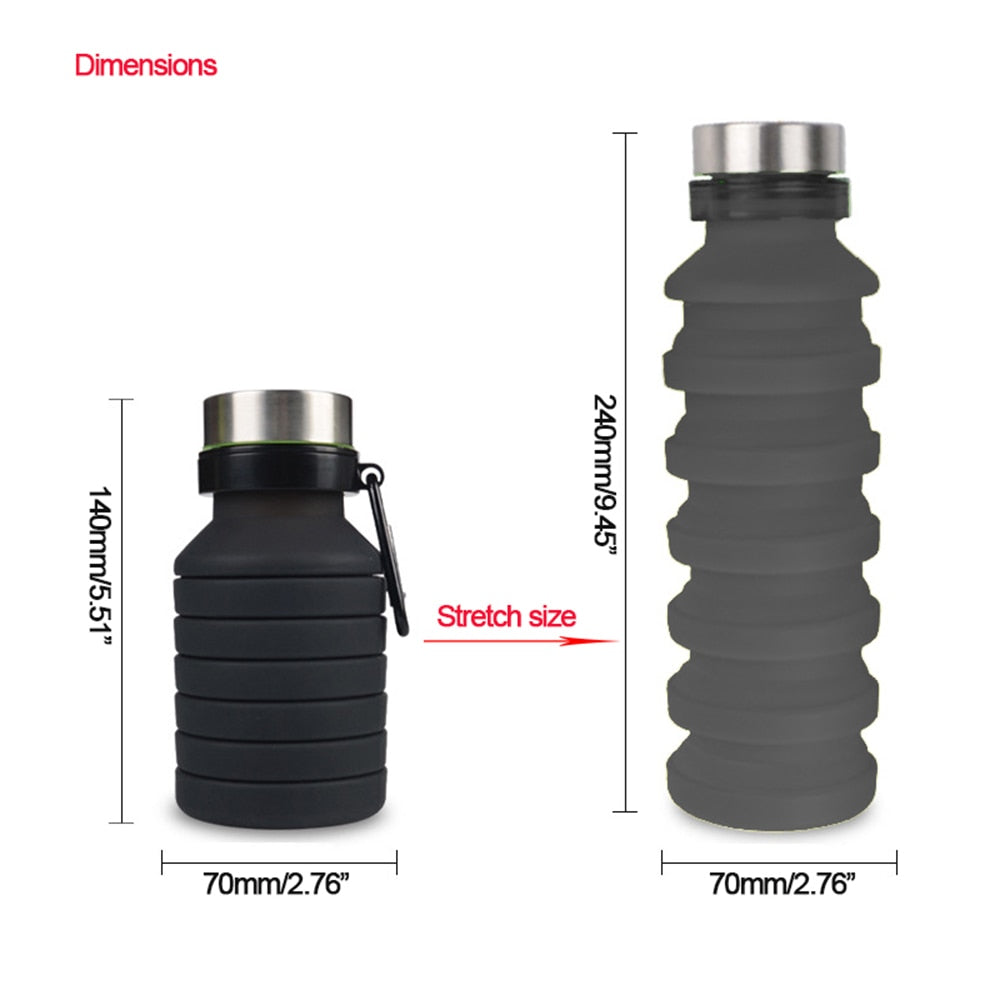 Folding Water Bottle Portable Retractable Silicone Coffee Bottle Outdoor Travel Drinking Sport Drink Kettle - Minihomy