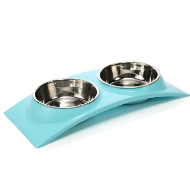 Pet Dog Bowl Puppy Cat Bowl Water Food Storage Feeder Non-toxic PP Resin Stainless Steel Combo Rice Basin 3 Colors - Minihomy