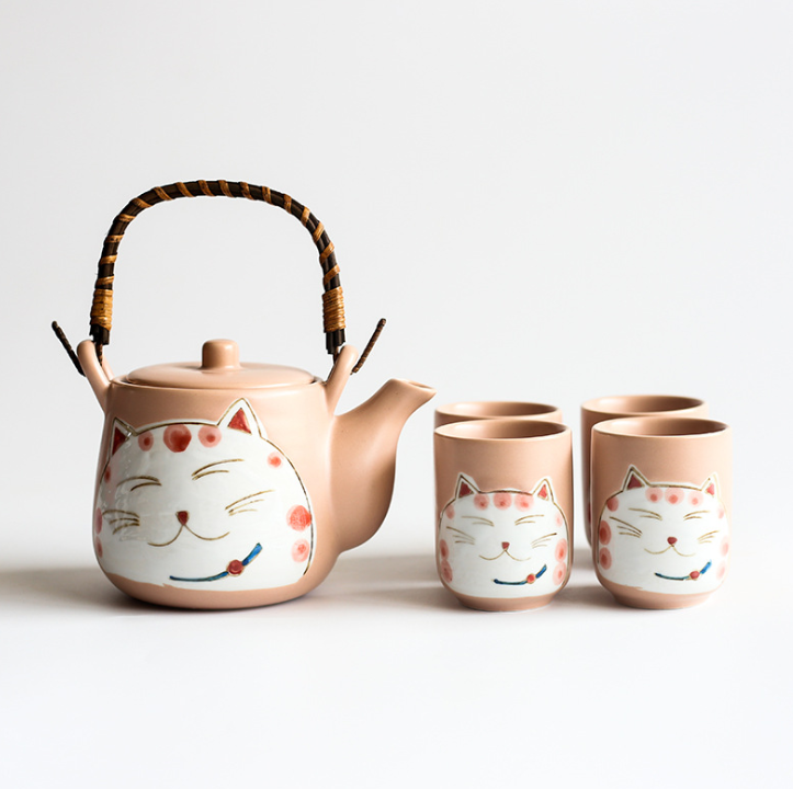 Creative Hand-painted Lucky Cat Ceramic Tea Set - Minihomy