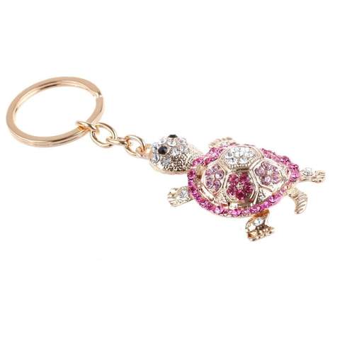 Novelty Rhinestone Tortoise Keychain - Minihomy