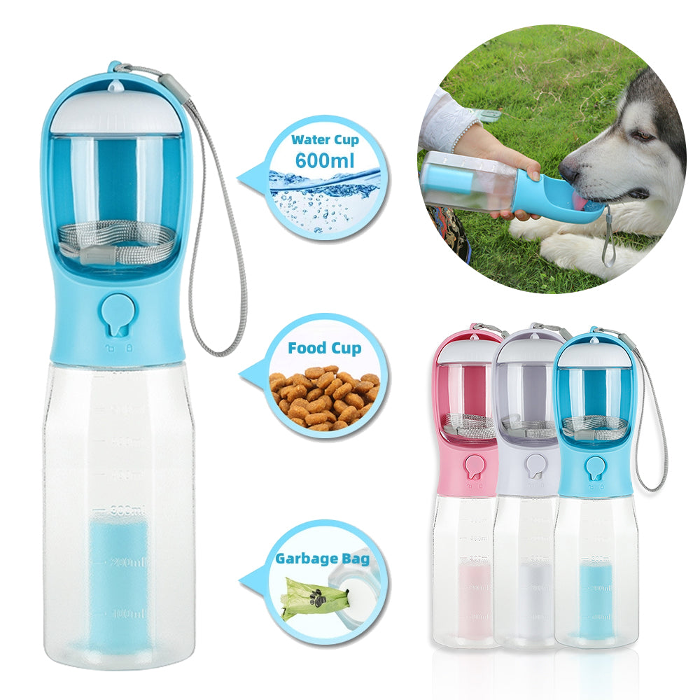 Portable Cat Dog Water Bottle Food Feeder Drinker Poop Dispenser - Minihomy