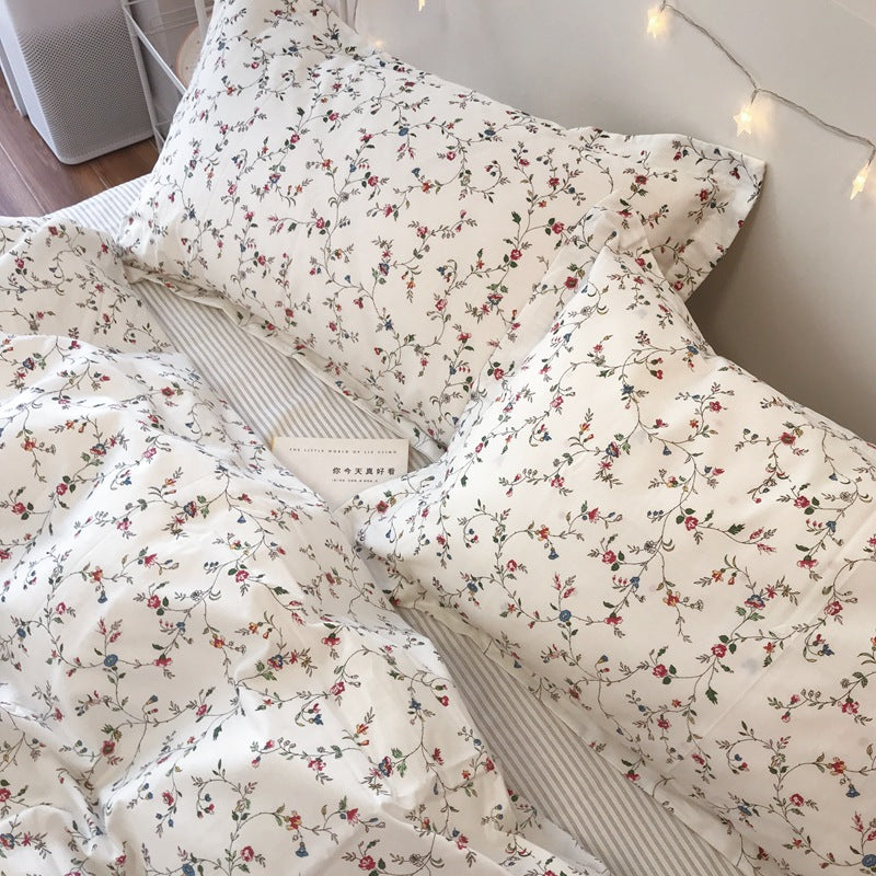 Four-piece set of small floral cotton bed - Minihomy