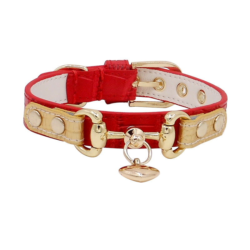 Lizard Pattern Double Buckle Leather Pet Collar - Minihomy