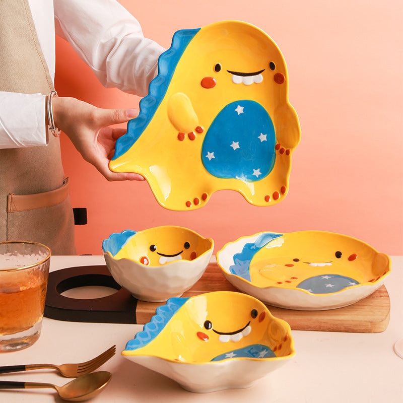 Creative Dinosaur Ceramic Japanese Cute Children's Tableware Set - Minihomy