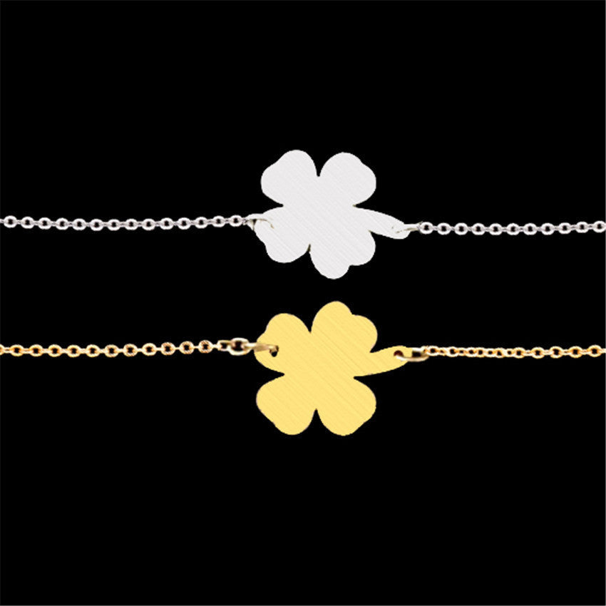 Four Petals Three Leaf Bracelet Charm Woman Jewelry Stainless Steel Friend Gift - Minihomy