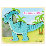 Baby Wooden Cartoon Dinosaur 3D Puzzle Jigsaw for Kids Montessori Early Learning Educational Puzzle Toys - Minihomy