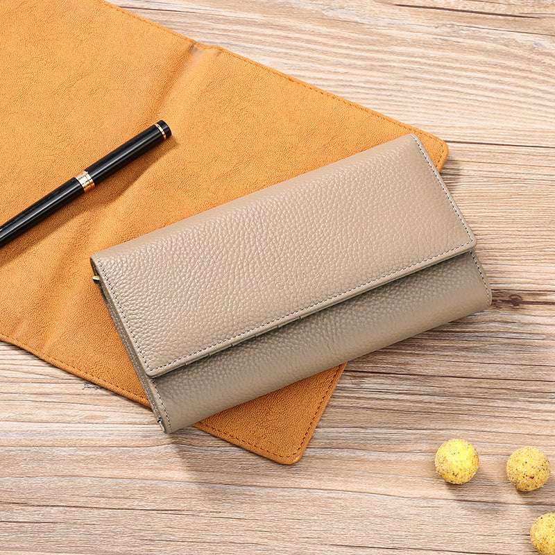 First Layer Cowhide Women Long Wallet Card Case - Minihomy