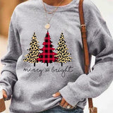 Letter Christmas Tree Sweater Round Neck For Women - Minihomy