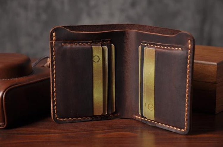 Handmade Vintage Crazy horse Genuine Leather Men Wallet - Minihomy