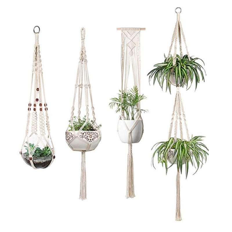 4 Pack - Macrame Hanging Baskets - Minihomy