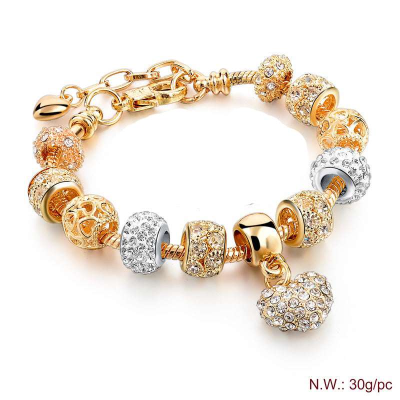 Gold-plated heart beaded bracelet - Minihomy