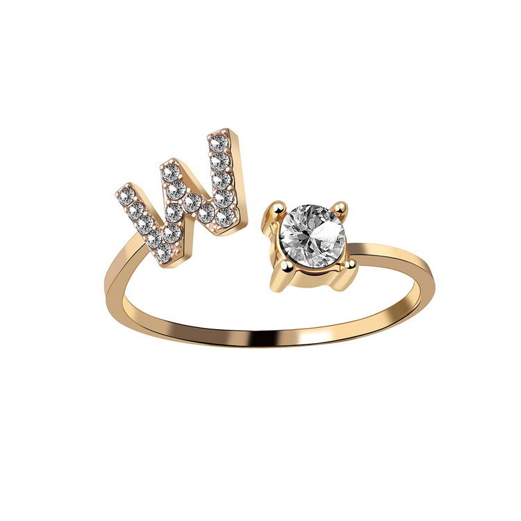 Adjustable 26 Initial Letter Ring Fashion Jewelry For Women - Minihomy