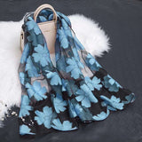 Cut flowers hollow silk scarf - Minihomy