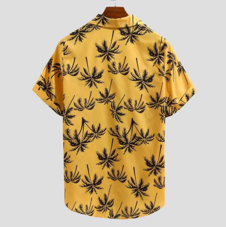 Hawaiian Holiday Print Button Casual Short Sleeve Shirt - Minihomy