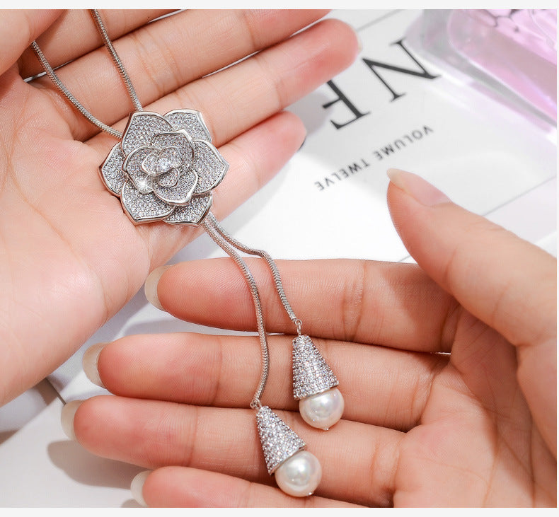 Multilayer flower zircon necklace - Minihomy