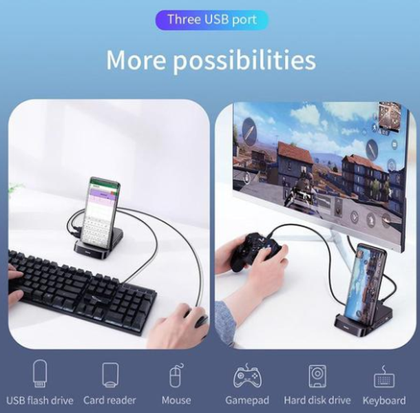 Mobile phone bracket HUB 7-in-1 extension base docking type Type-C - Minihomy