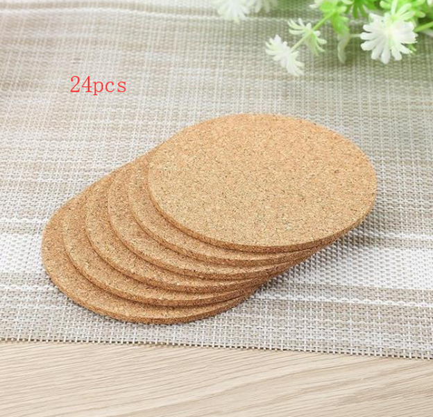 24 Piece Natural Cork Coasters - Minihomy