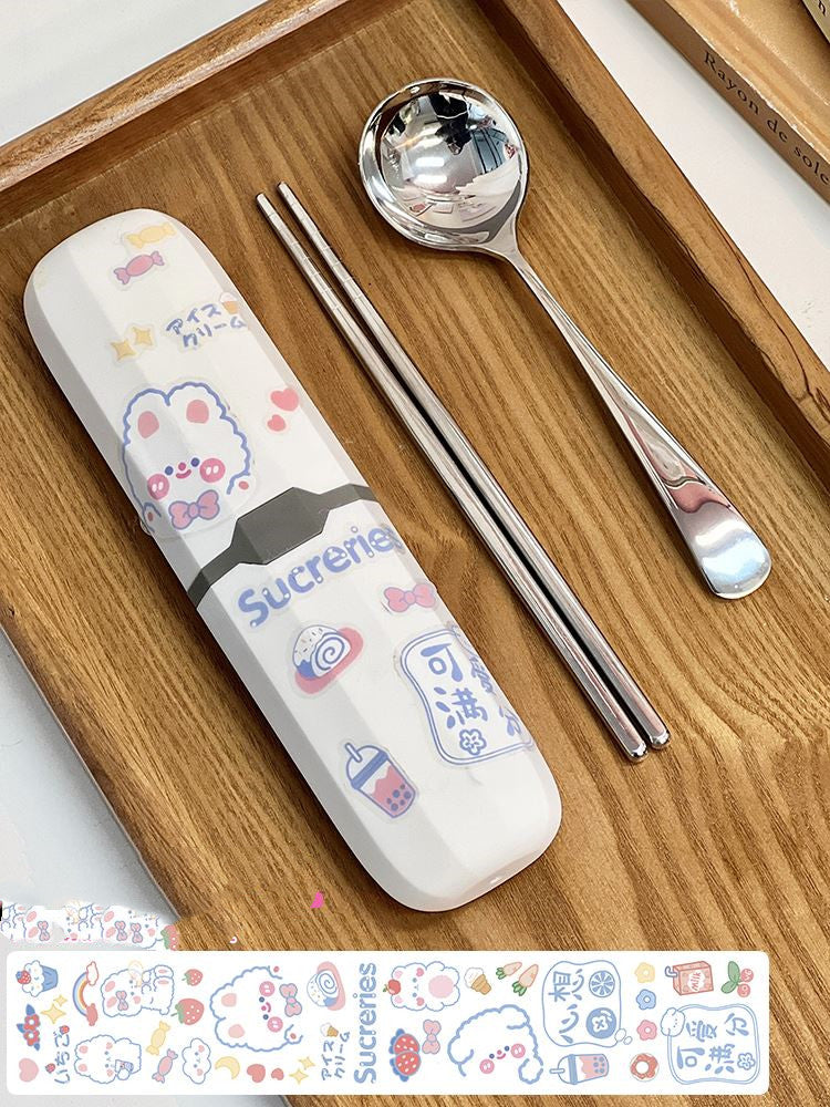 Net Celebrity Chopsticks Spoon Set Lunch Box - Minihomy