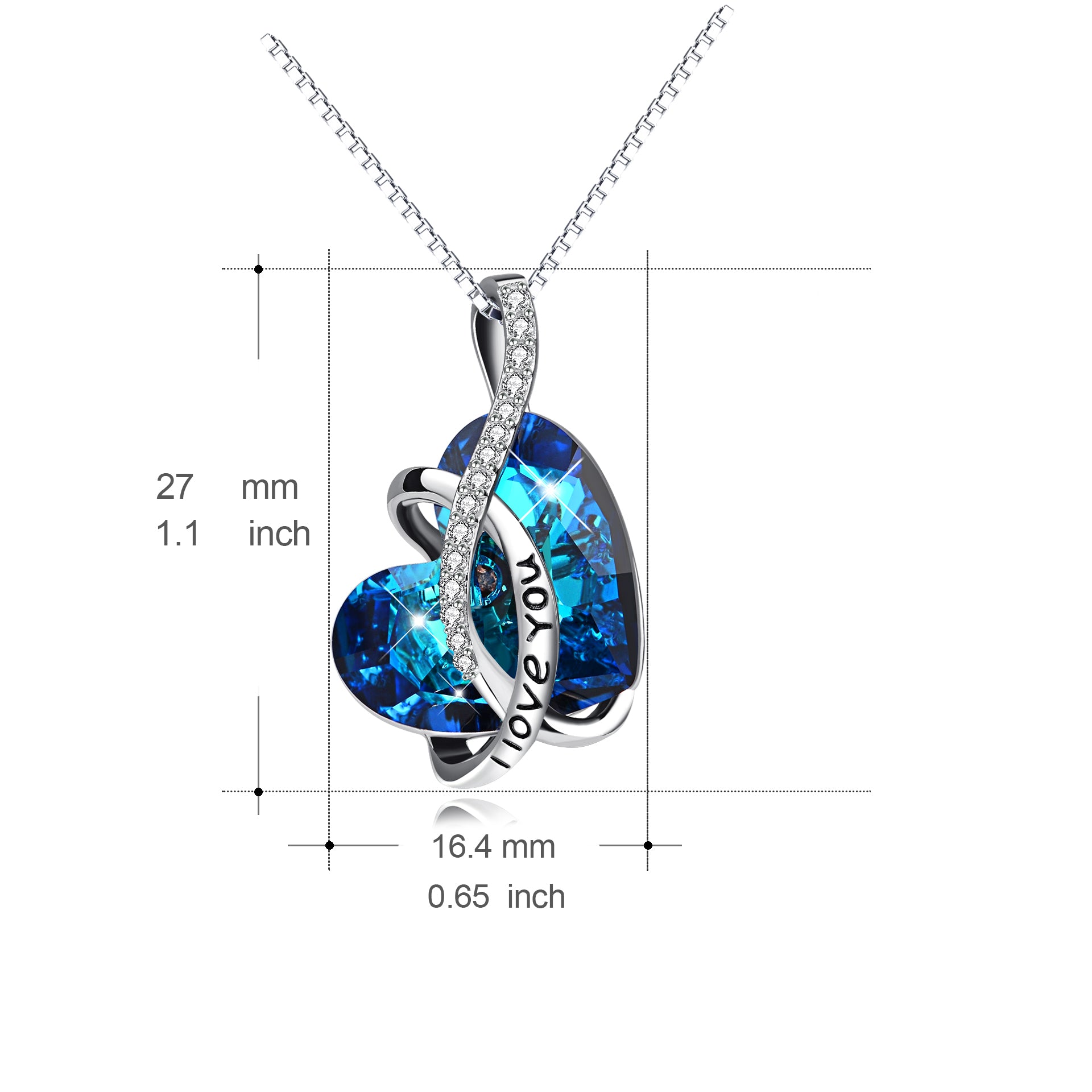 Sterling Silver Heart Austrian Crystal Pendant Necklace for Women