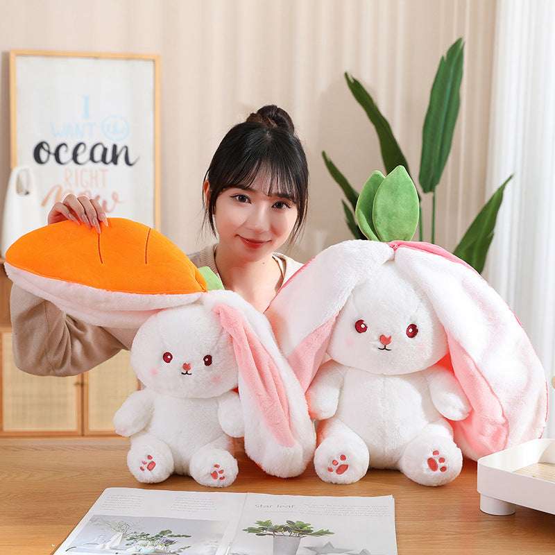 Fruit Transfigured Bunny Plush Toy Cute Carrot Strawberry Turn Into Rabbit Plush Toy - Minihomy