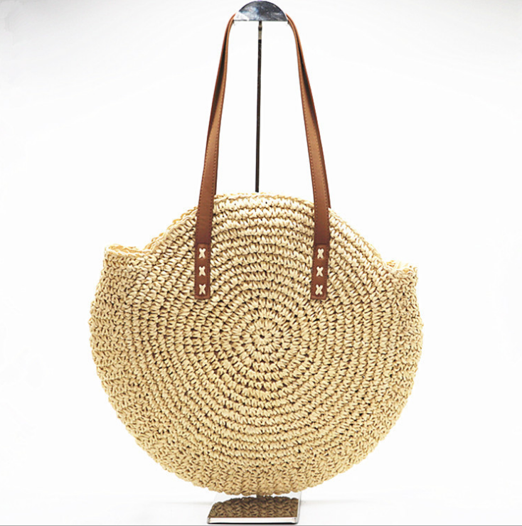 Round straw bag shoulder