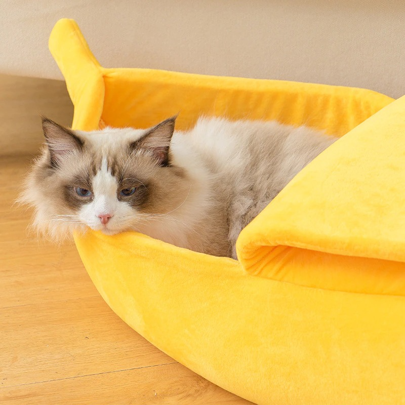 Funny Banana Cat Bed House - Cozy and Cute Pet Haven - Minihomy