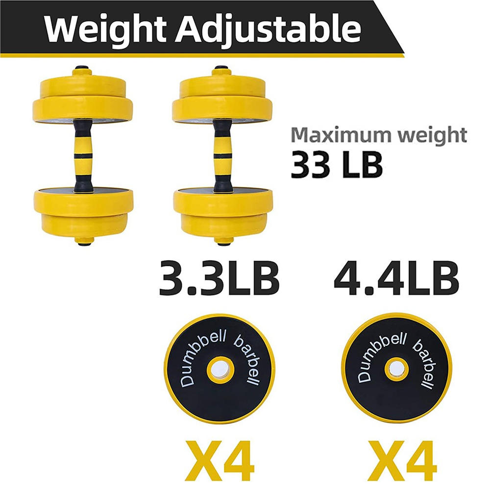 Adjustable Dumbbell Barbell Weight Pair, Free Weight, Multifunction, Home - Minihomy