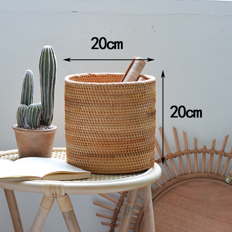 Vietnam Hand-woven Rattan Coffee Table Desk Remote Control Debris Storage Basket Round Storage Bucket