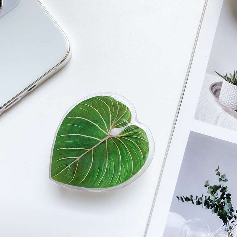 Cute Green Leaves Smartphone Holder Finger Stand  Support For Phone Handband - Minihomy