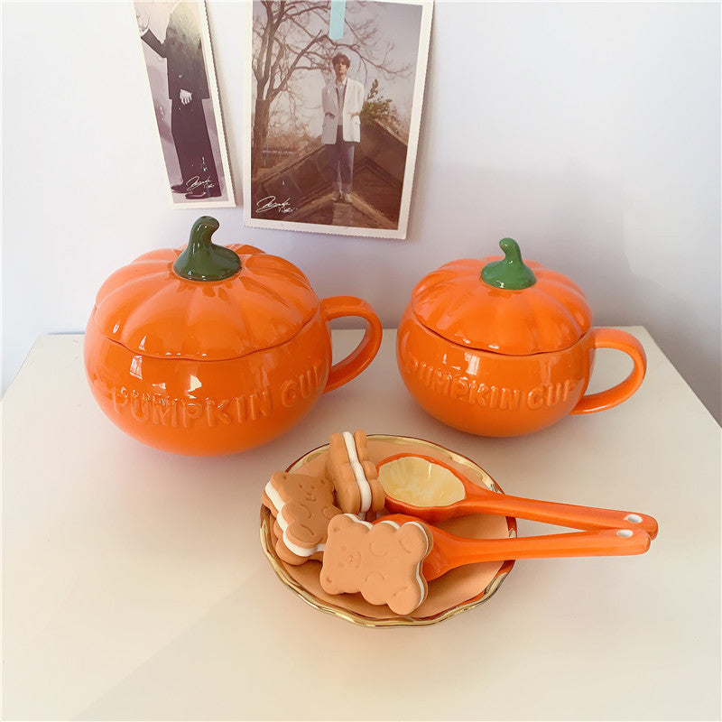 Ceramic Breakfast Couple Pumpkin Cups - Minihomy