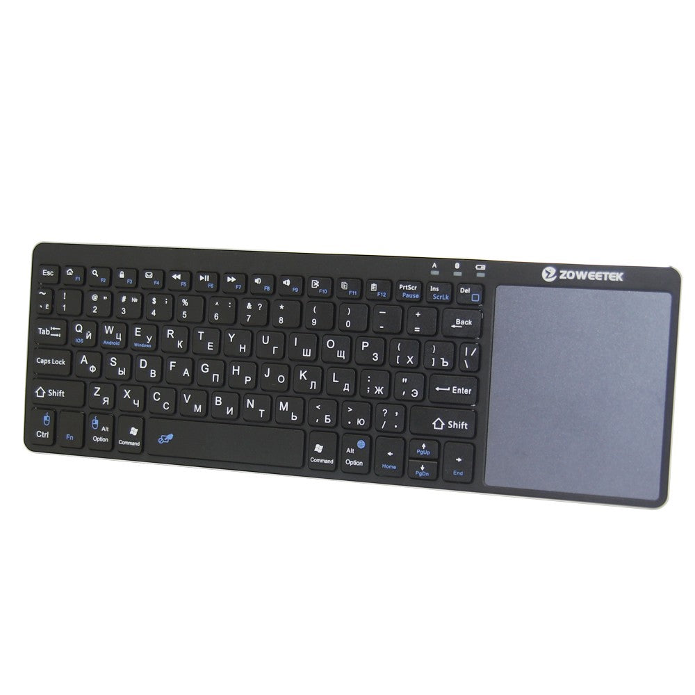 Zoweetek k12bt-1 Mini Wireless Bluetooth Keyboard Russian English Spanish Touchpad For Smart Tv Box Pc Android Phone Pad - Minihomy