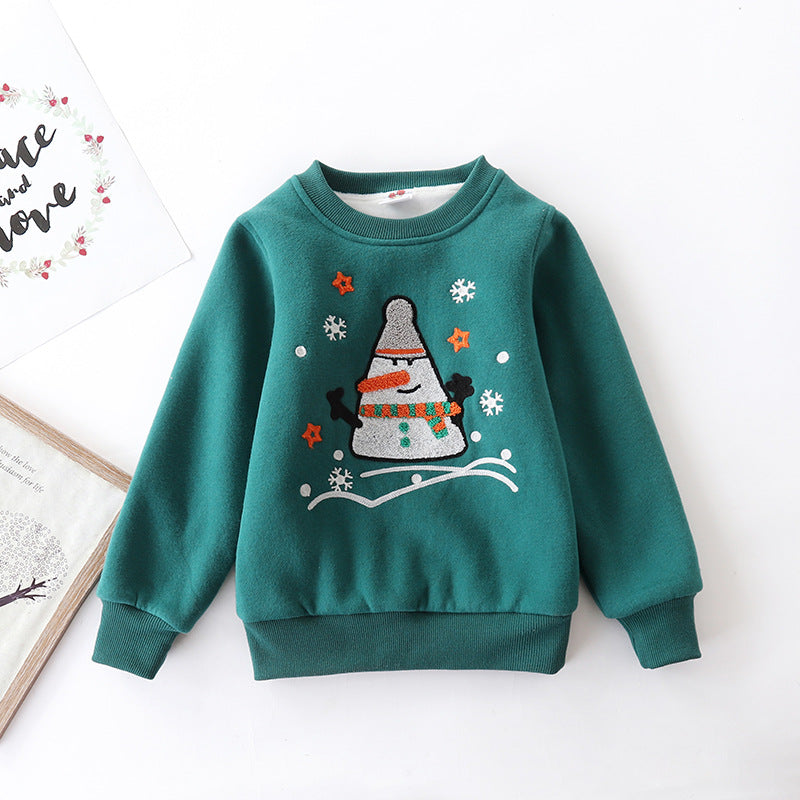 Christmas Snowman Plus Velvet Padded Baby Sweater - Minihomy