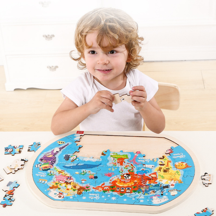 Ahşap Puzzle Dünyası Çocuk Oyuncakları Hediye Bebek Eğitici Oyuncaklar