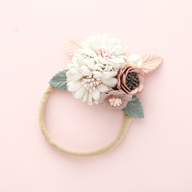 Pearl Flower Headband For Girls Newborn Baby Elastic Princess Hair bands - Minihomy