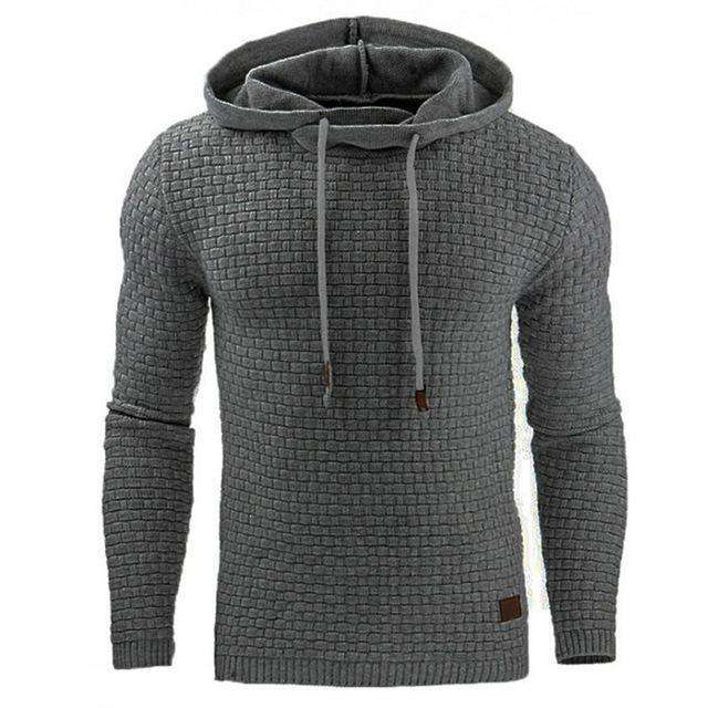 Men's Jacquard Sweater Long-sleeved Hoodie Warm Color Hooded Sweatshirt - Minihomy