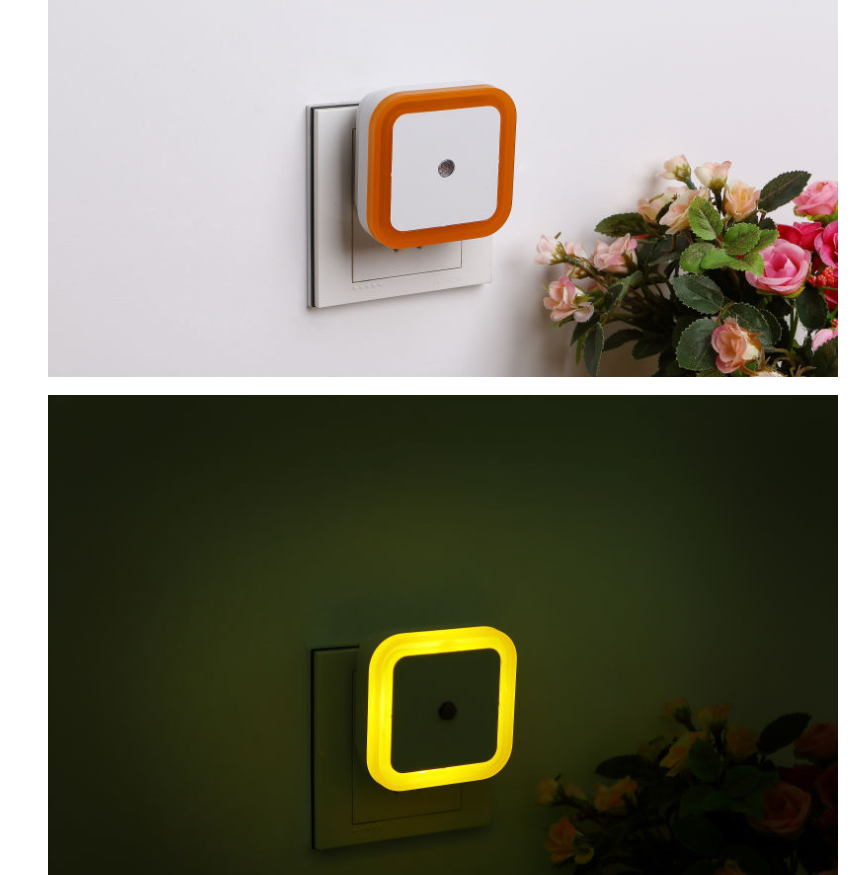 Intelligent LED sensor light Four square halo night light Creative gift plug-in energy-saving human body night light - Minihomy